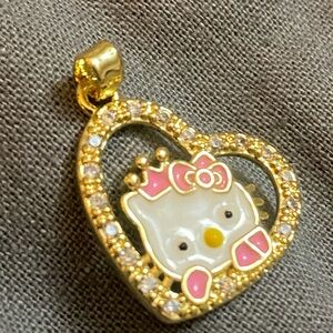 14k Gold Heart Pendant with Hello Kitty!